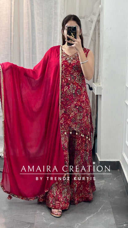 Premium Chinnon Red Colour C Cut Pattern Divider Set