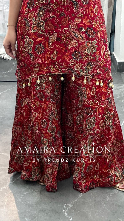 Premium Chinnon Red Colour C Cut Pattern Divider Set