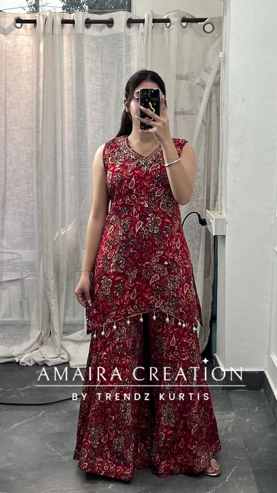 Premium Chinnon Red Colour C Cut Pattern Divider Set