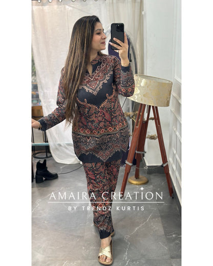 Premium Kasturi Fabric Woolen Cord Set