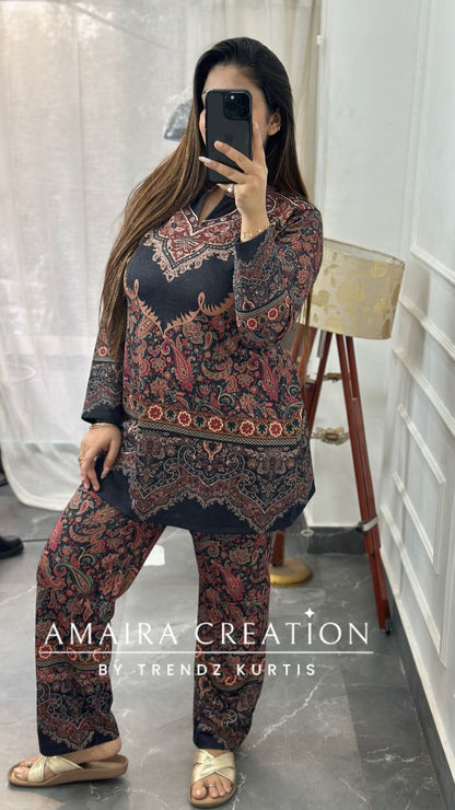 Premium Kasturi Fabric Woolen Cord Set