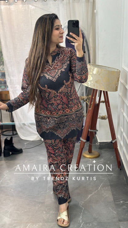 Premium Kasturi Fabric Woolen Cord Set