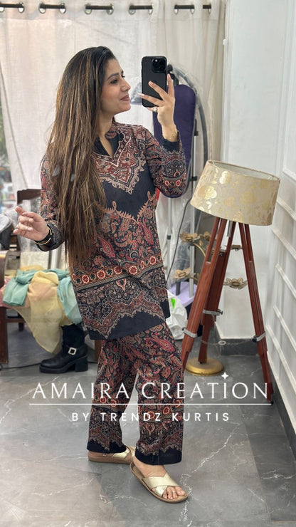 Premium Kasturi Fabric Woolen Cord Set