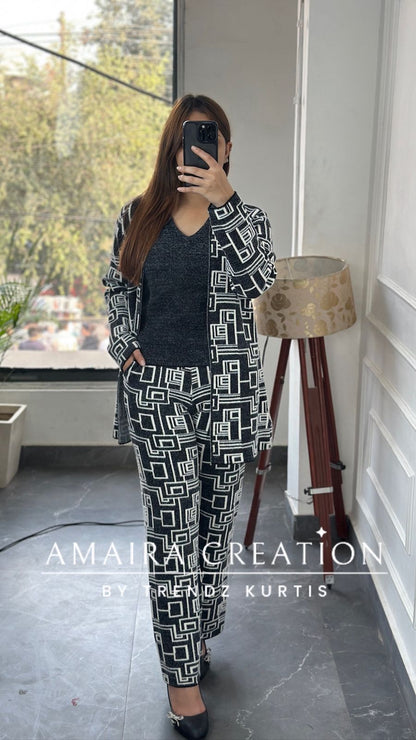 Premium Woolen Three Pc Indowestern Set