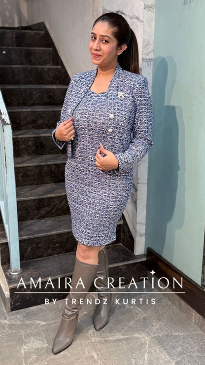 Premium Woolen Stylish Two Pc Jacket Dress