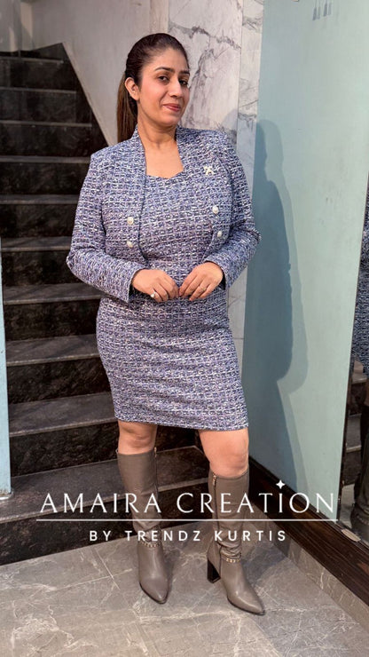 Premium Woolen Stylish Two Pc Jacket Dress