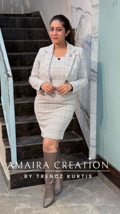 Premium Woolen Stylish Two Pc Jacket Dress