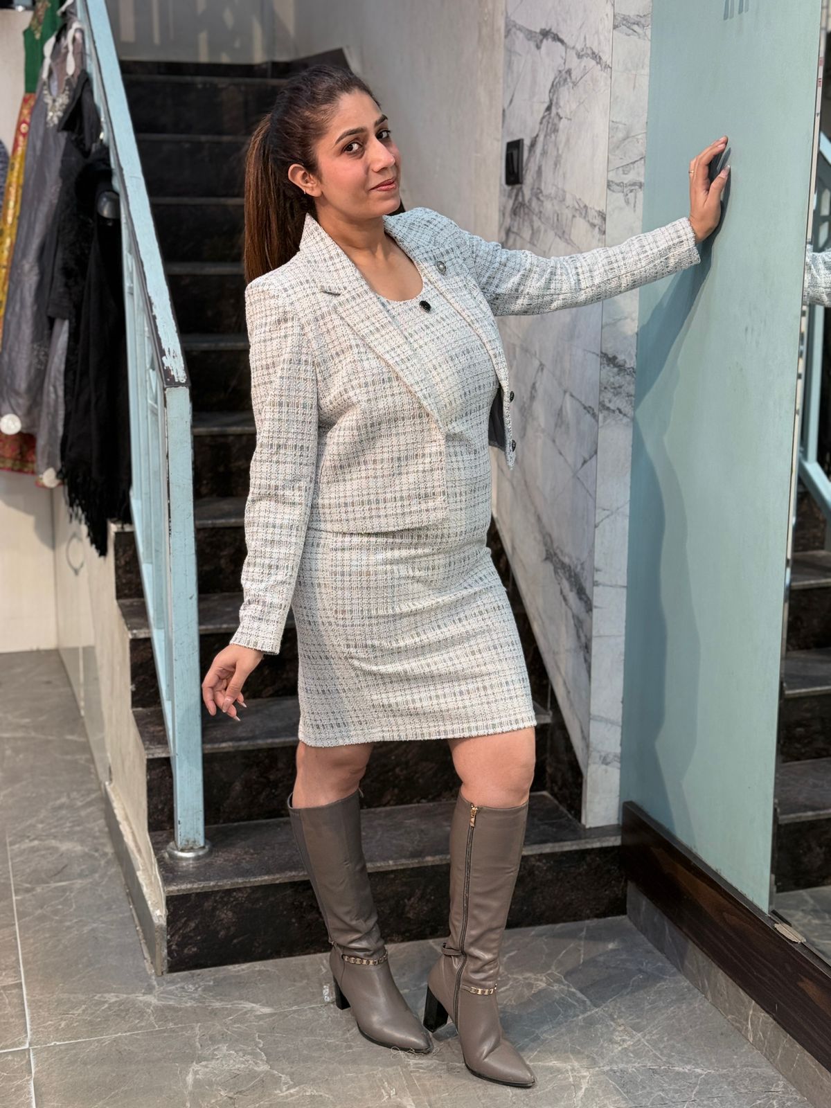 Premium Woolen Stylish Two Pc Jacket Dress