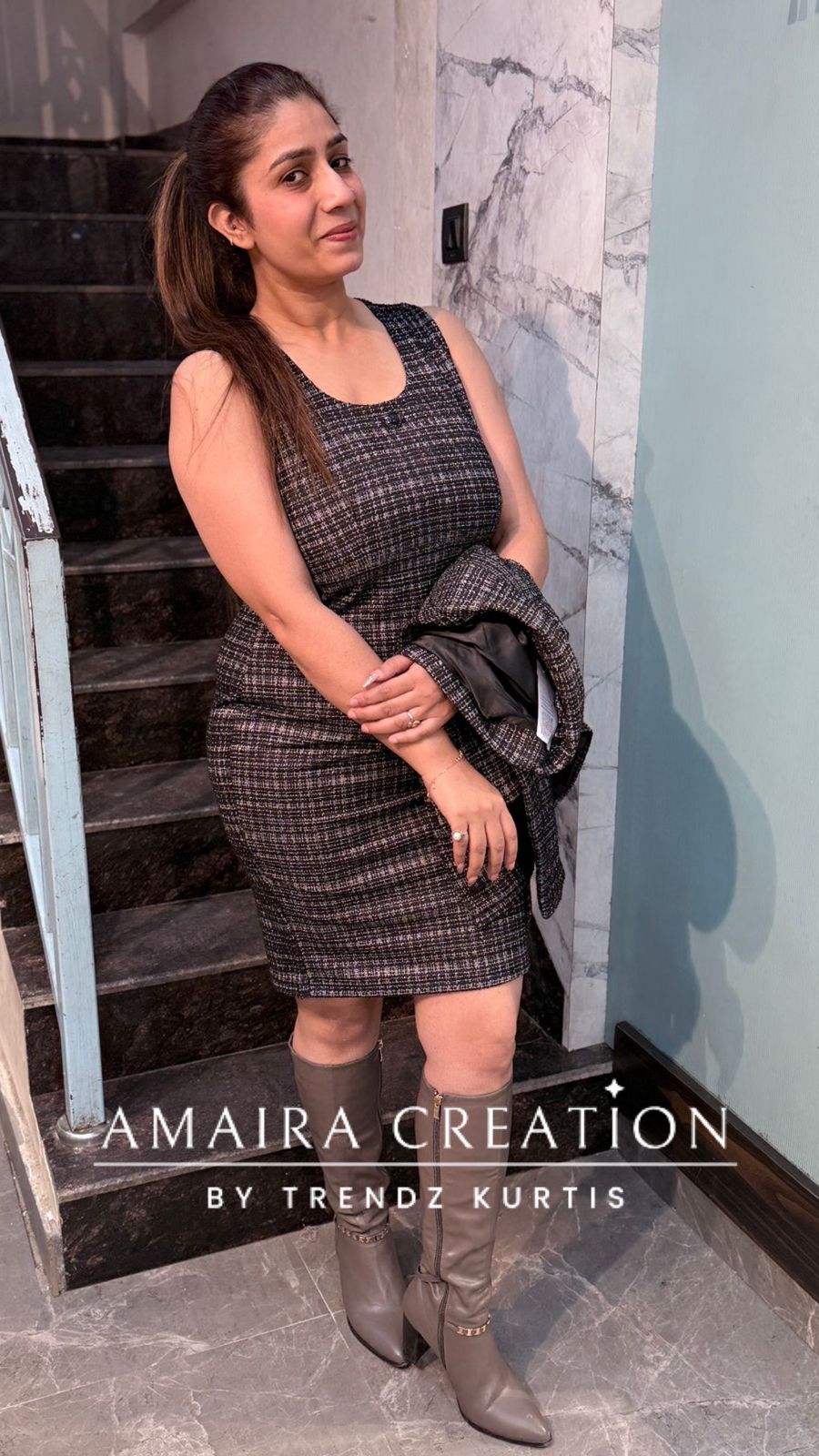 Premium Woolen Stylish Two Pc Jacket Dress