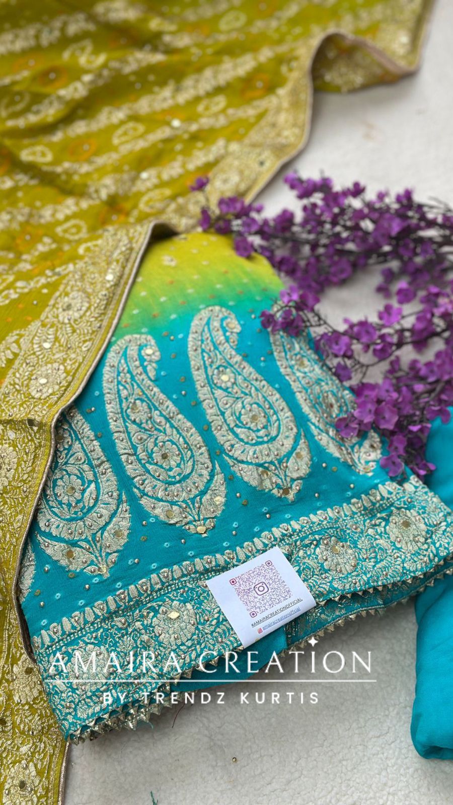 Premium Chinnon Firozi Parrot Green Colour Unstitch Suit With Beautiful Dupatta