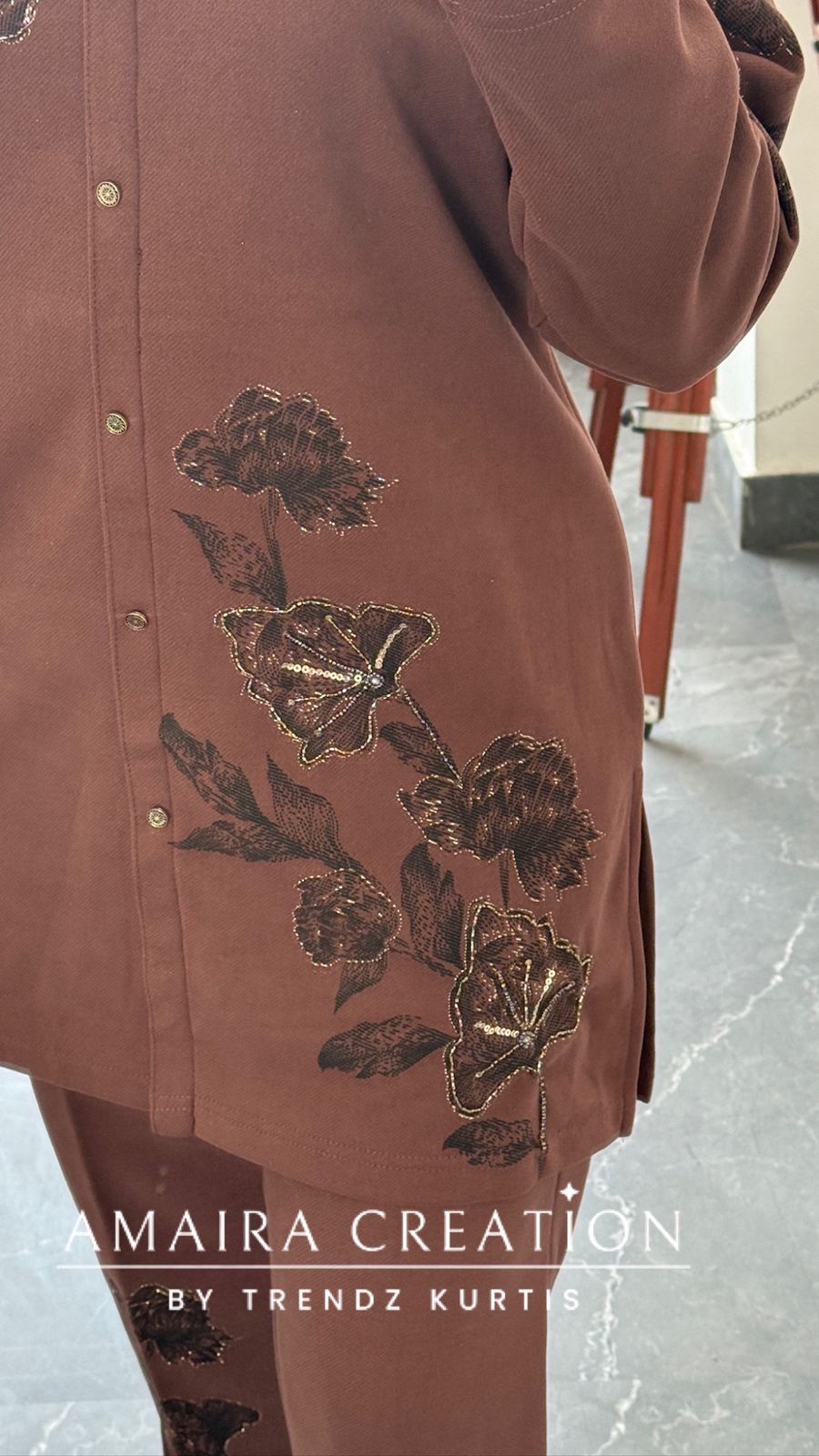 Premium Chocolate Brown Woolen Cord Set