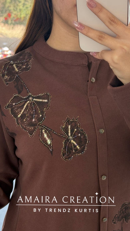 Premium Chocolate Brown Woolen Cord Set