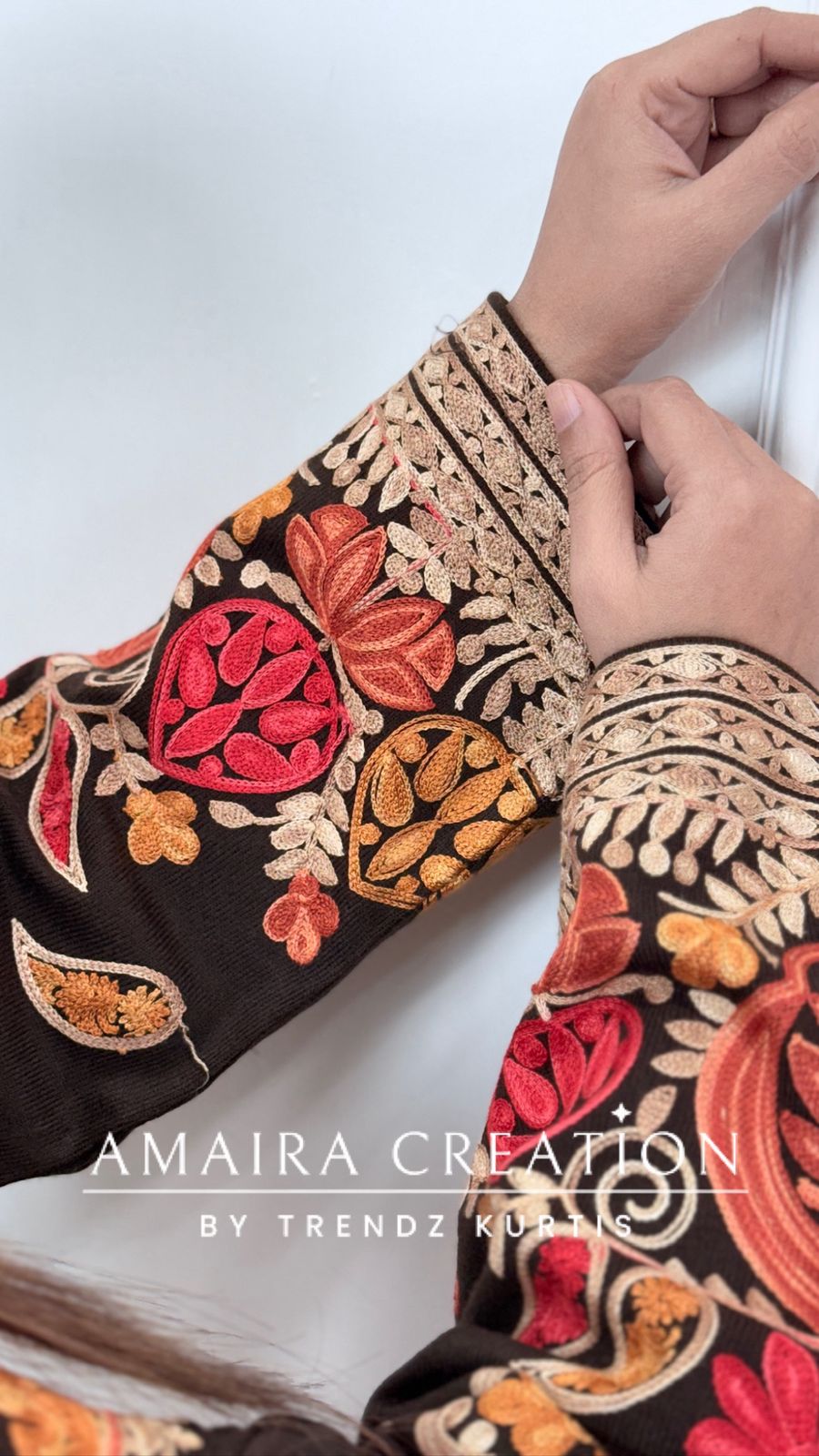 Premium Woolen Brown Colour Kashmiri Work Pheran Set