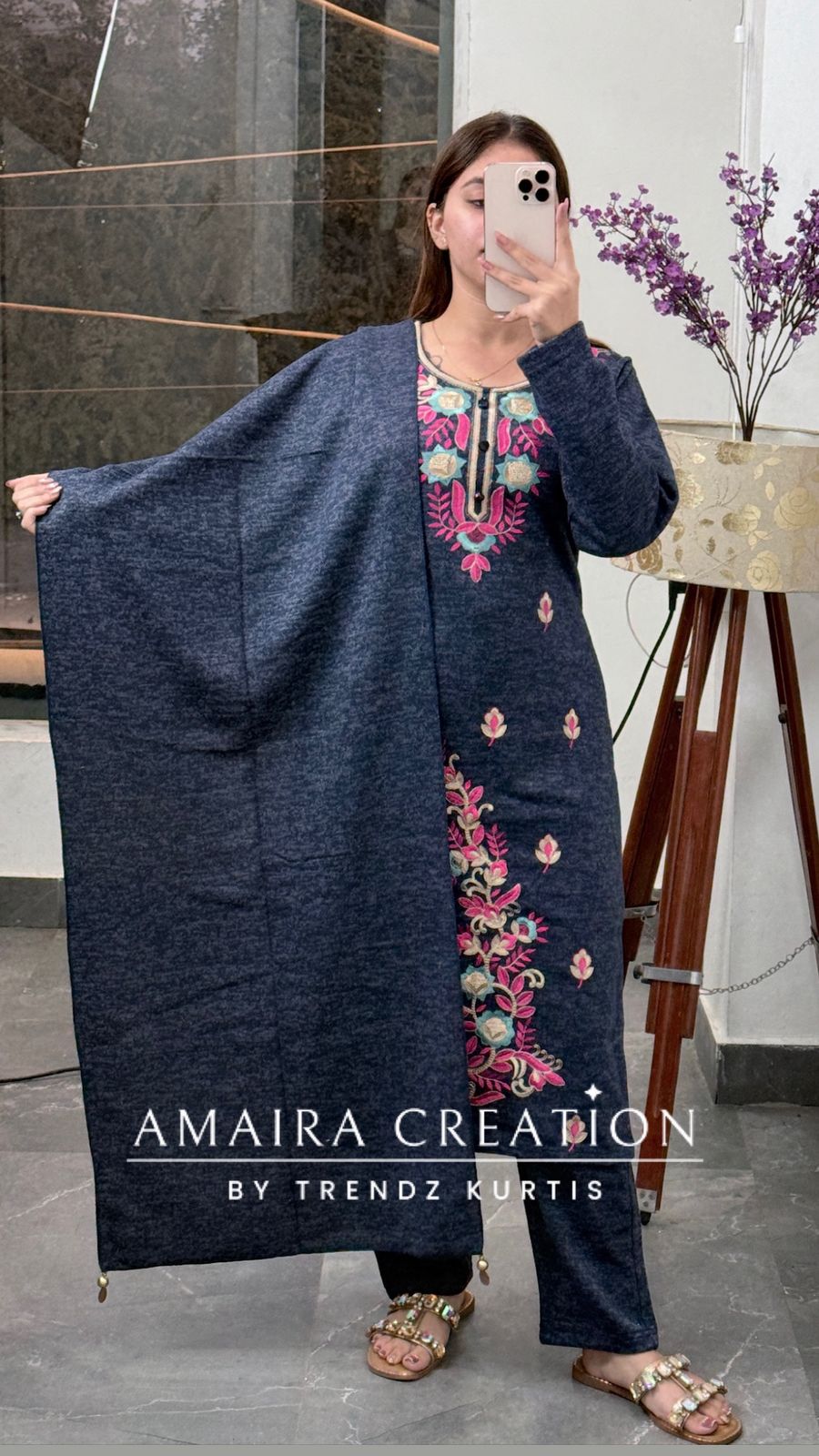 Premium Karachi Woolen Embroidered Suit Set