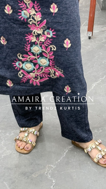 Premium Karachi Woolen Embroidered Suit Set