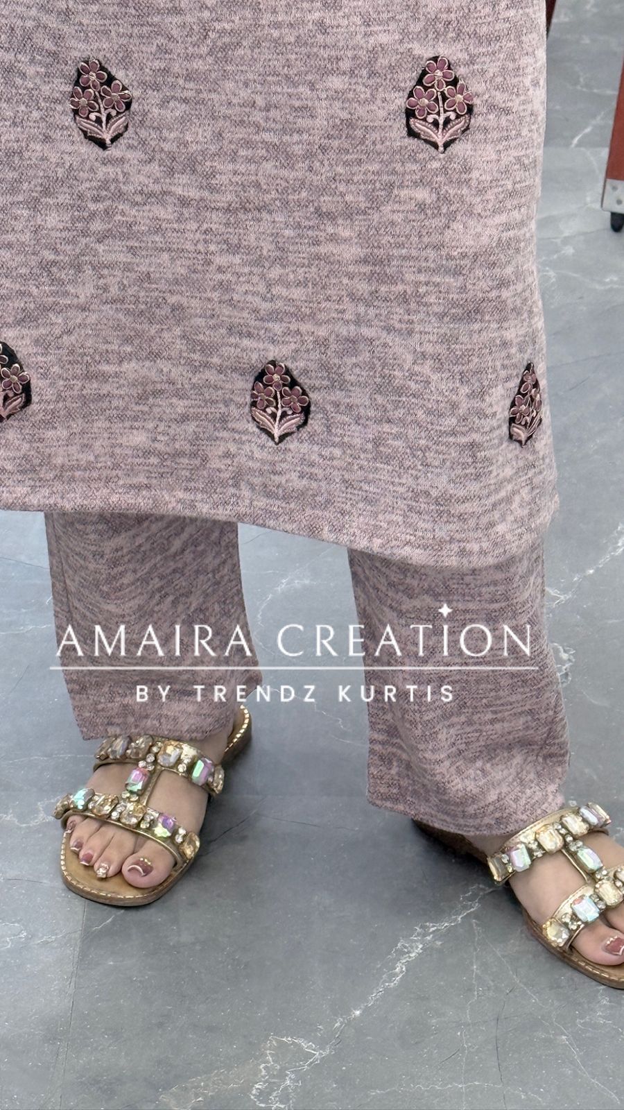 Premium Kasturi Wool Pink Colour Patch Work Pant Set