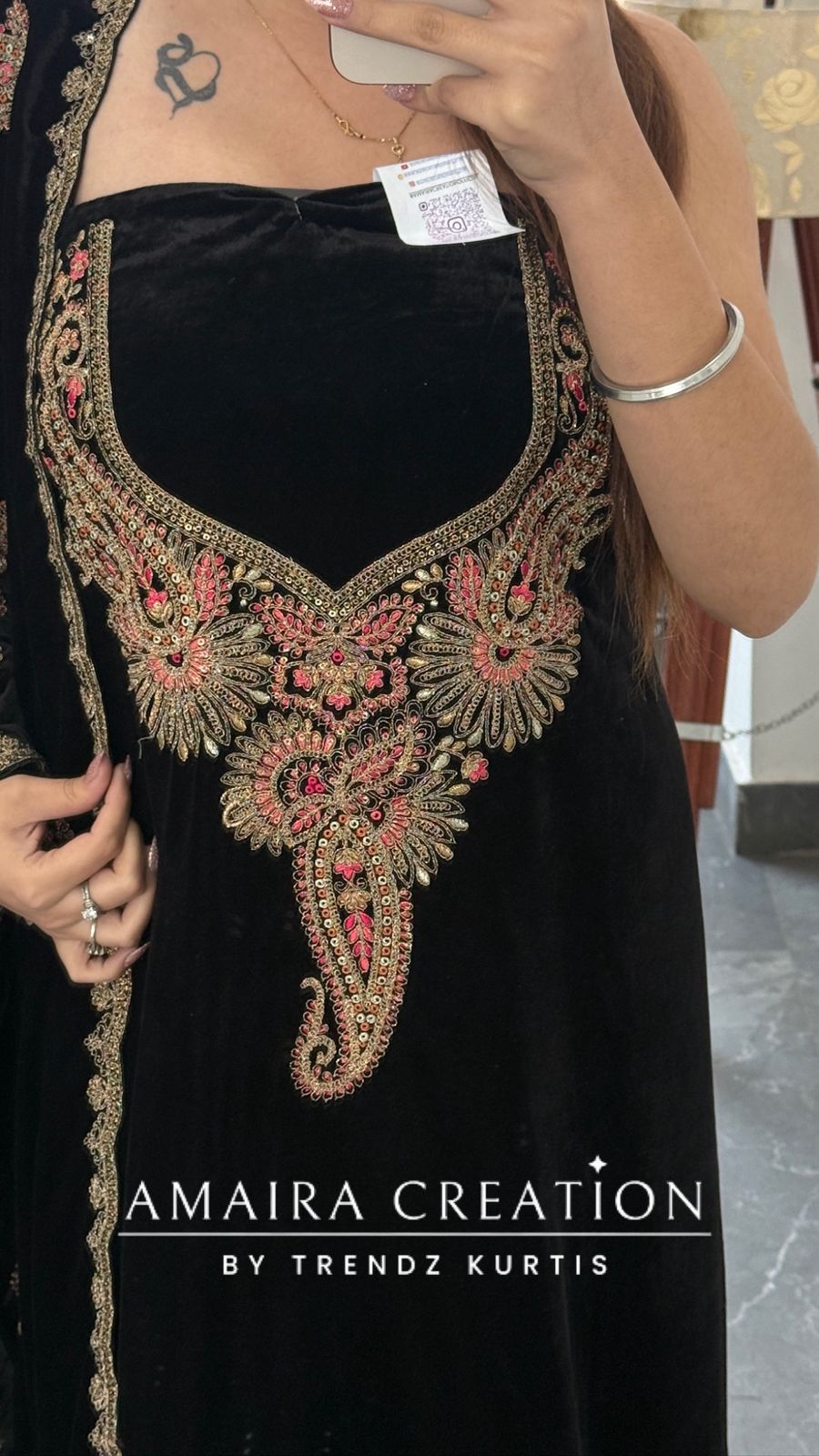 Premium Velvet Black Colour With Zari,Sequence and Thread Embroidery Unstitched Suits