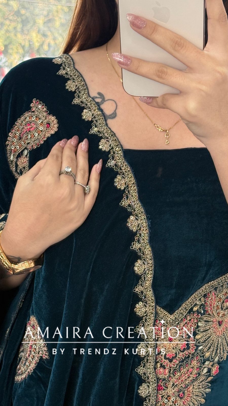 Premium Velvet Peacock Blue Colour With Zari,Sequence and Thread Embroidery Unstitched