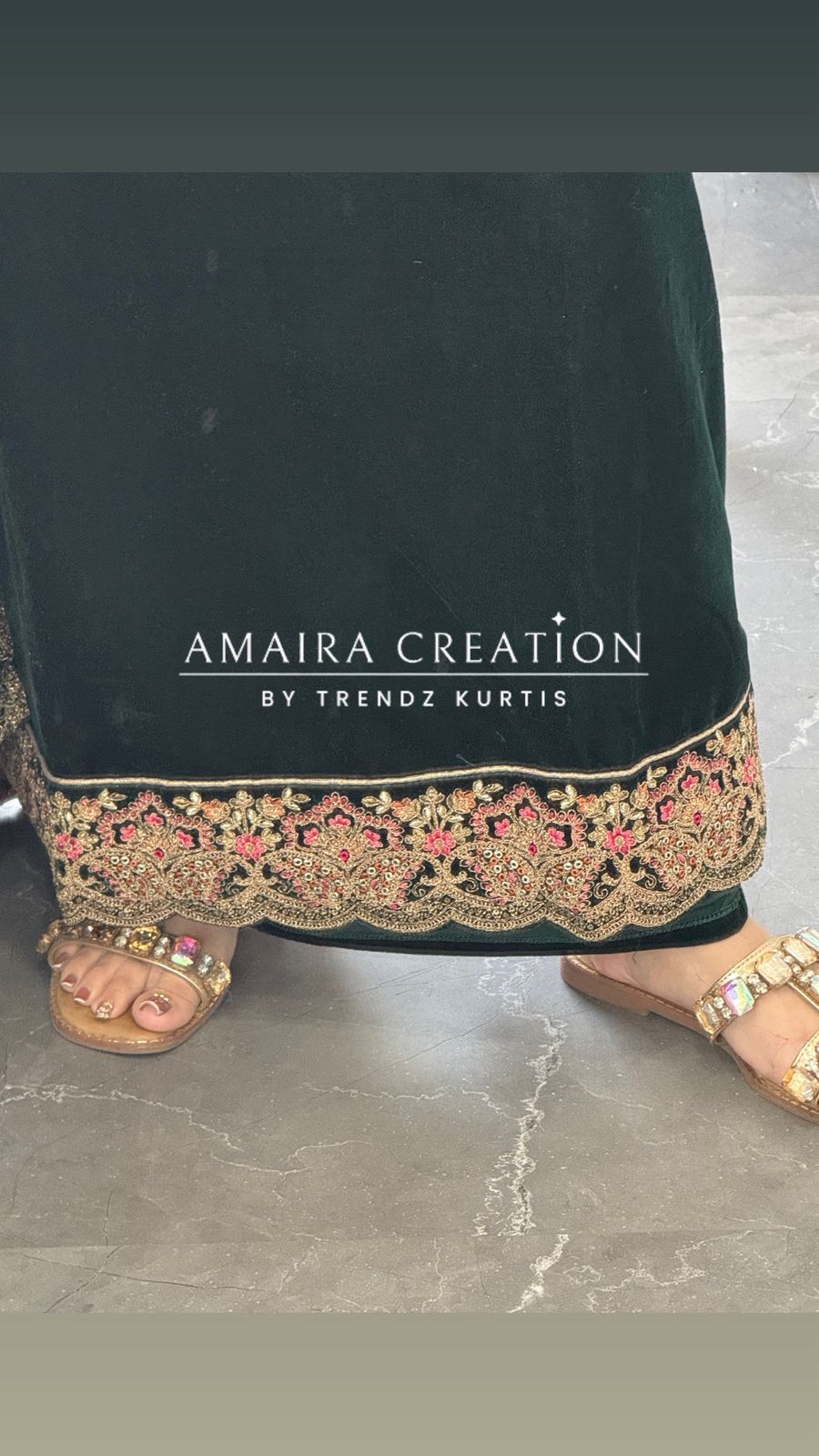 Premium Velvet Green  Colour With Zari,Sequence and Thread Embroidery Unstitched