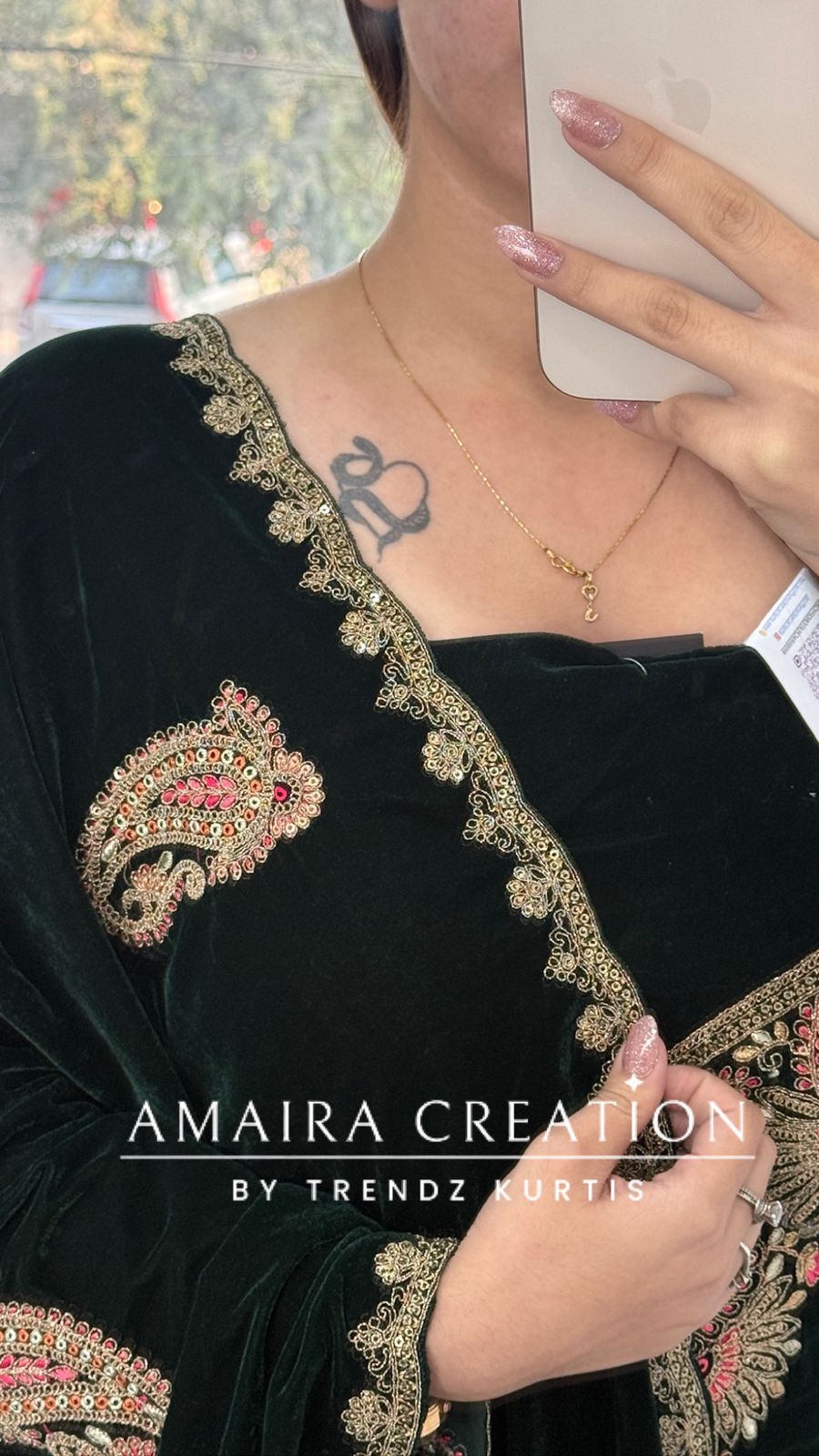 Premium Velvet Green  Colour With Zari,Sequence and Thread Embroidery Unstitched