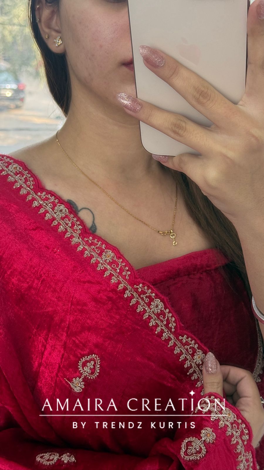 Premium Micro Velvet Magenta Unstitched Suit With Brocade Bottom