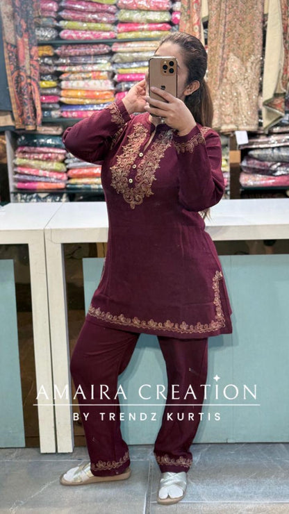 Premium Woolen Wine Color Thread Embroidery Cord set