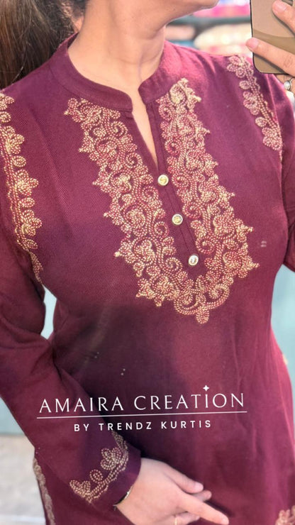 Premium Woolen Wine Color Thread Embroidery Cord set