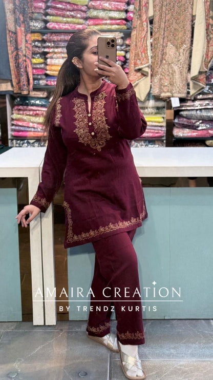 Premium Woolen Wine Color Thread Embroidery Cord set