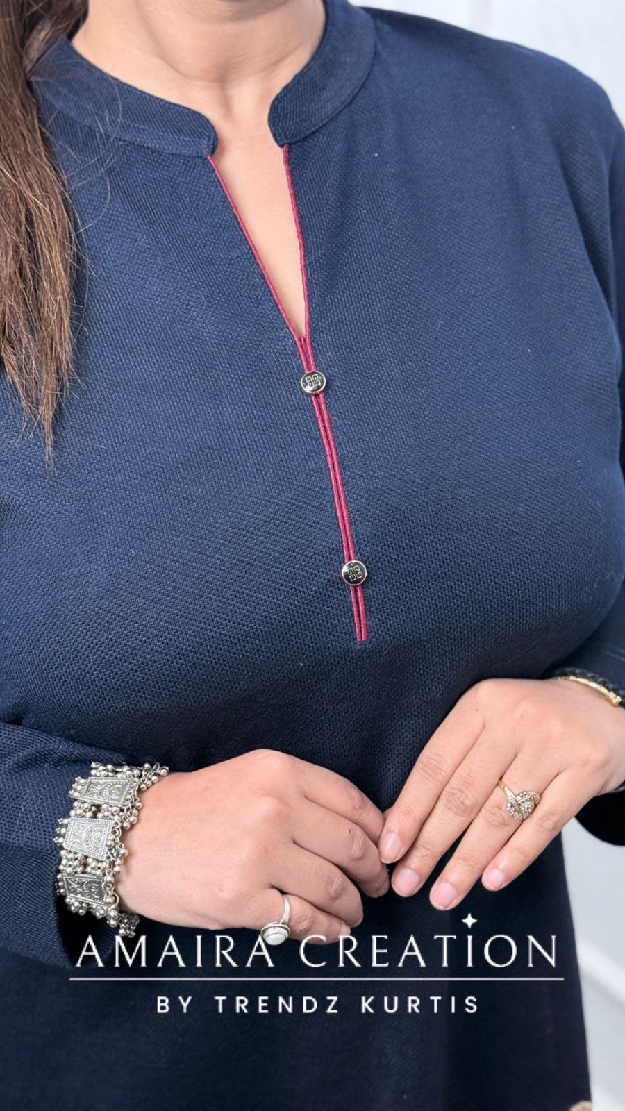 Premium Woolen Blue Colour Embroidered Short Kurti