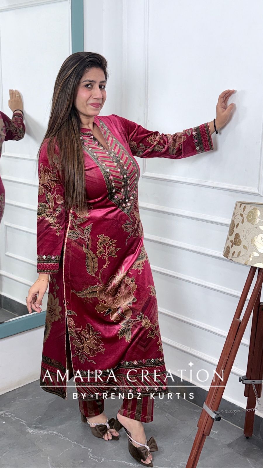 Kareena Kapoor Style Falsa Pink Side Slit With Pants (Premium Velvet)