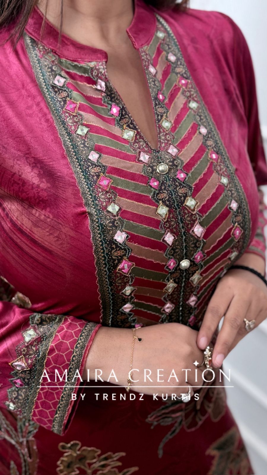 Kareena Kapoor Style Falsa Pink Side Slit With Pants (Premium Velvet)