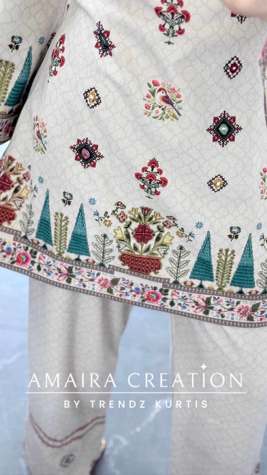 Premium Swat Wool Cream Colour Wonderful Detailing Cord Set