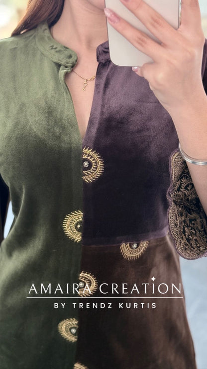 Premium Imported Velevt Trio Colour  Woolen Colour Beautiful Cord Set