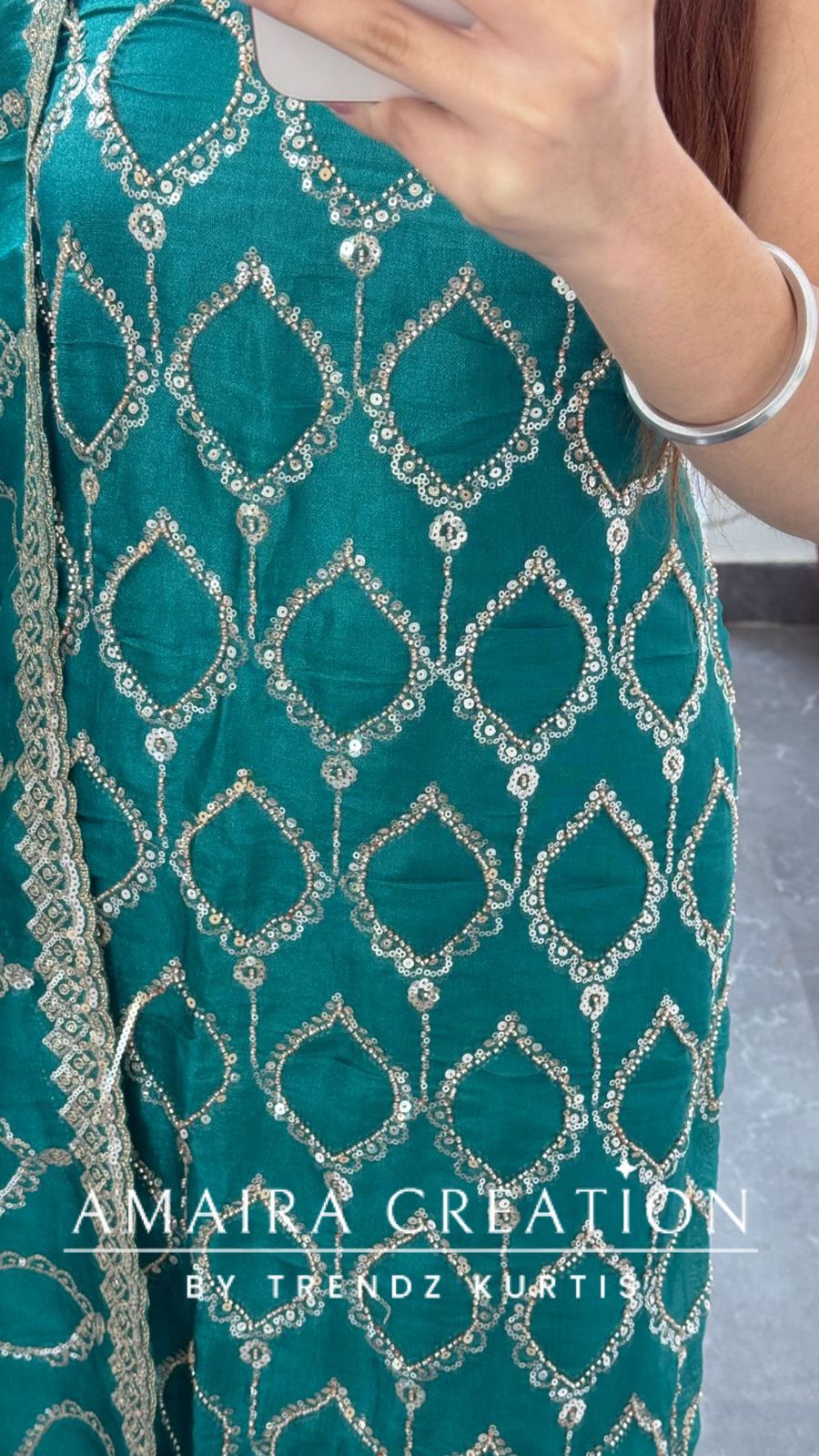 Premium Firozi Glass Tissue Full Cut Work Unstitch Suit