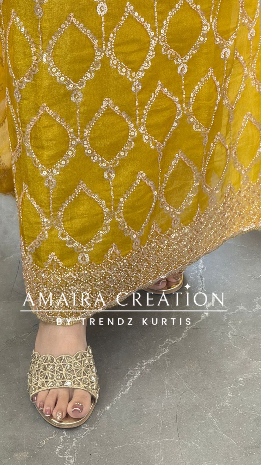 Premium mustard Glass Tissue Full Cut Work Unstitch Suit