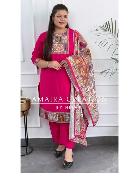 Pink Cotton Silk Pant Set