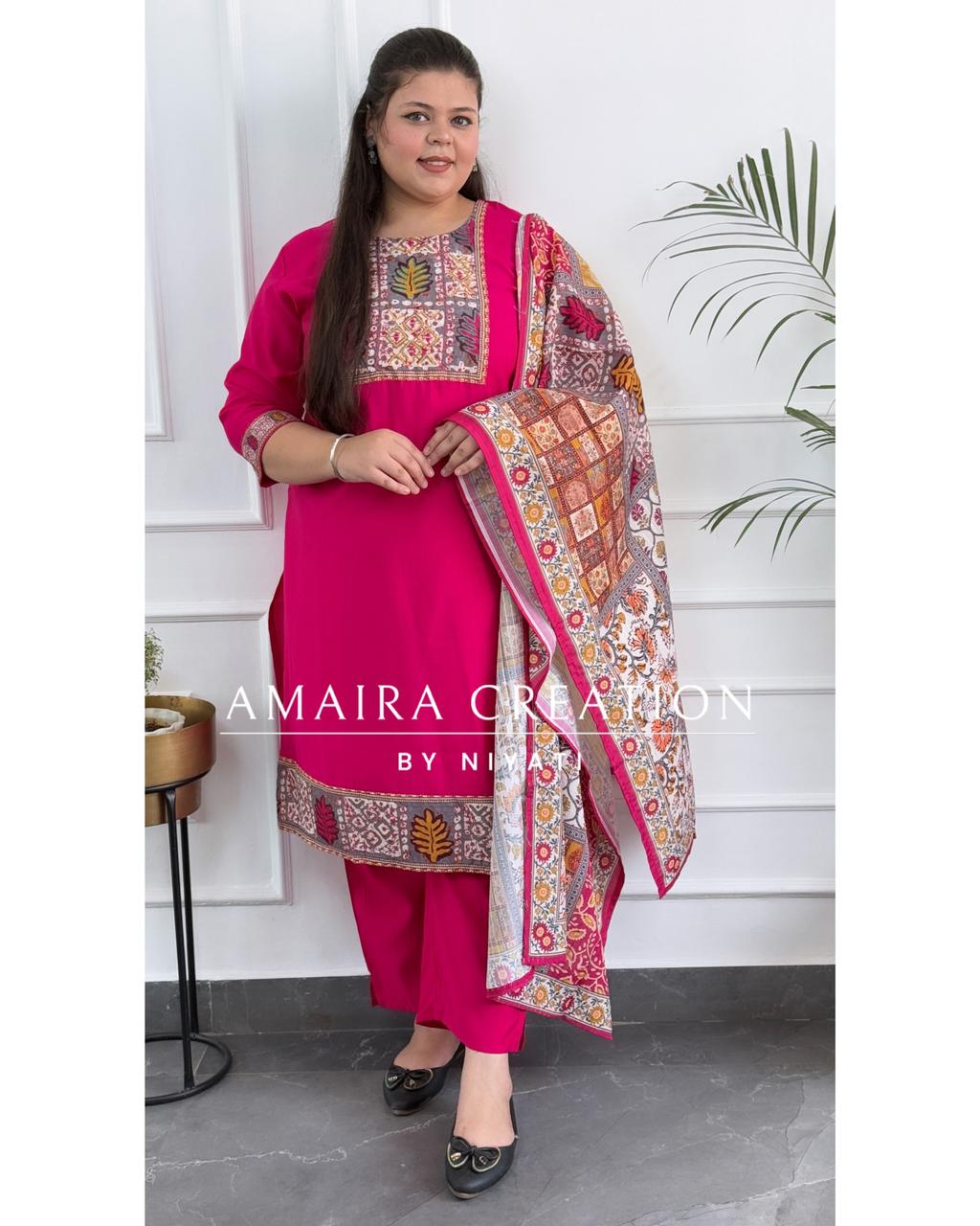Pink Cotton Silk Pant Set