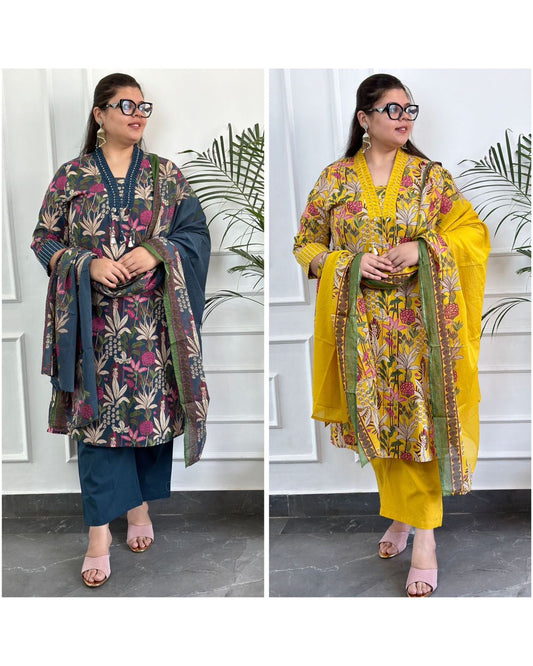 Cotton Floral Print  Suit