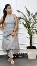 Grey Linen cotton A-Line Set(17inches sleeves available)