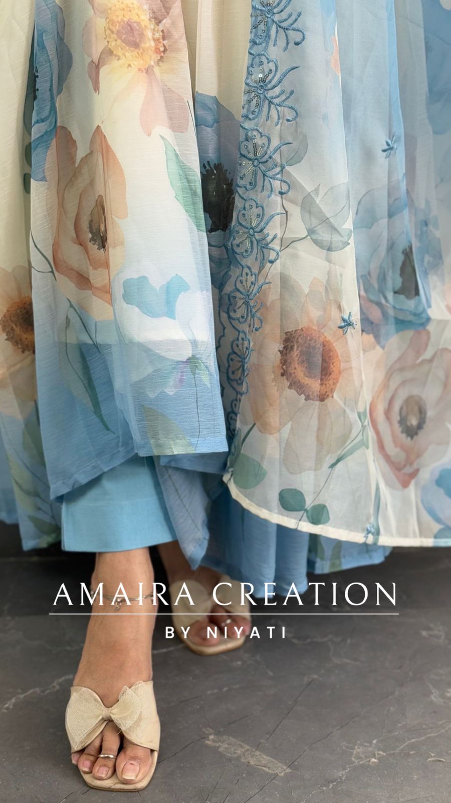 Chiffon Sky Blue Super Hit Anarkali Set
