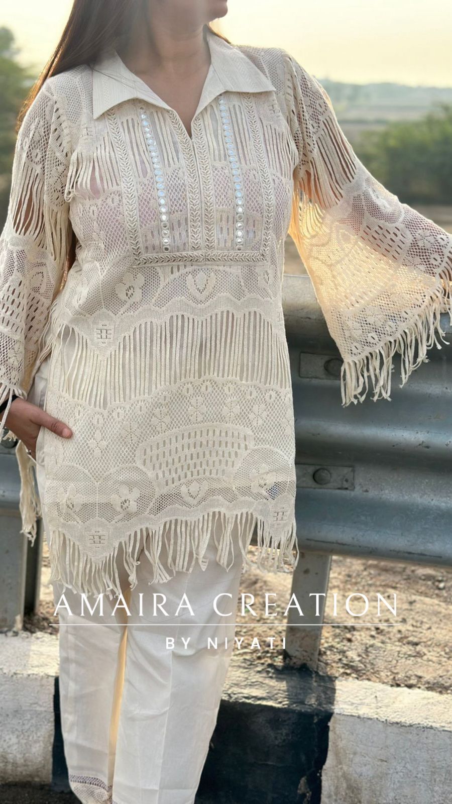 Cotton Off White Croatia Lace Cord Set