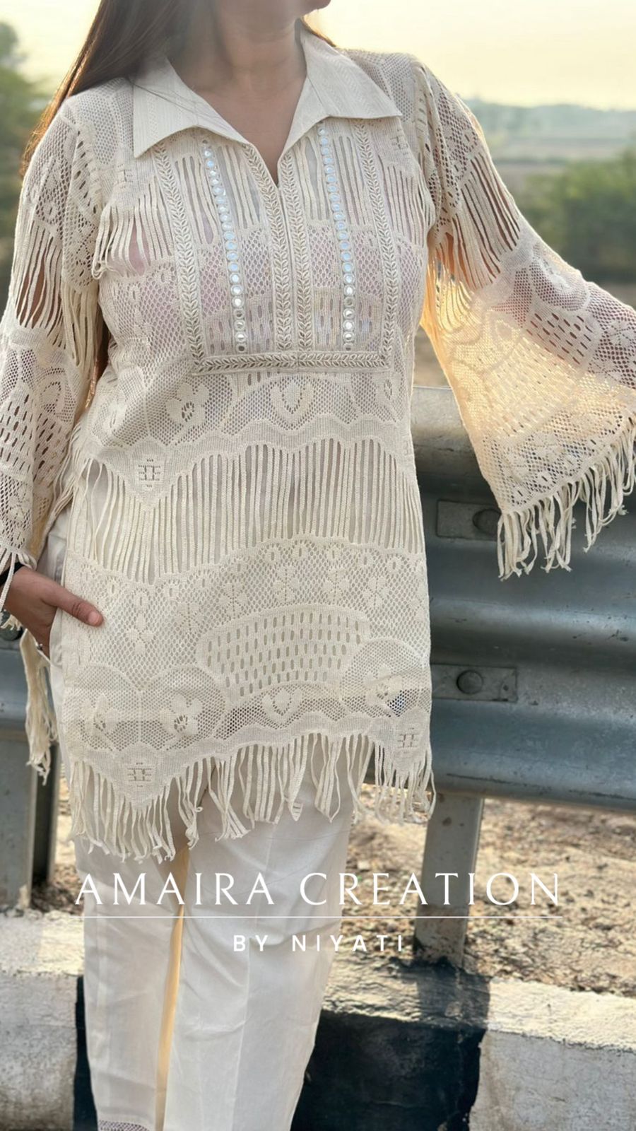 Cotton Off White Croatia Lace Cord Set