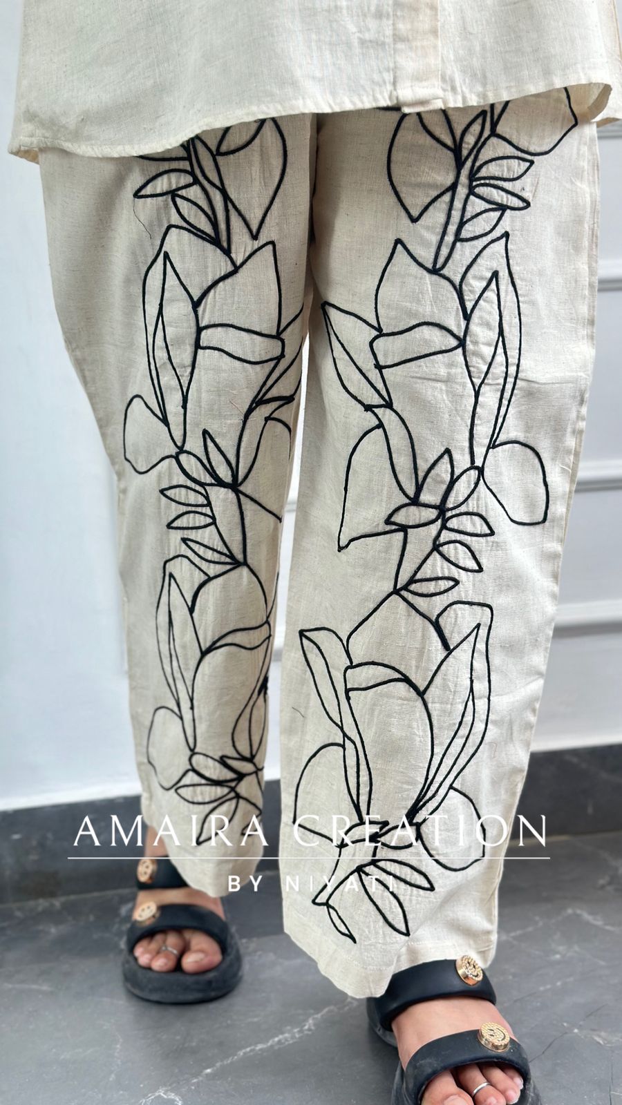 Cotton Thread Embroidered Cord set
