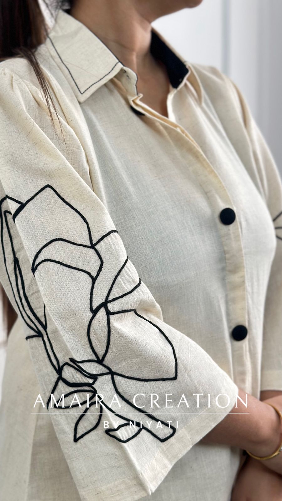 Cotton Thread Embroidered Cord set
