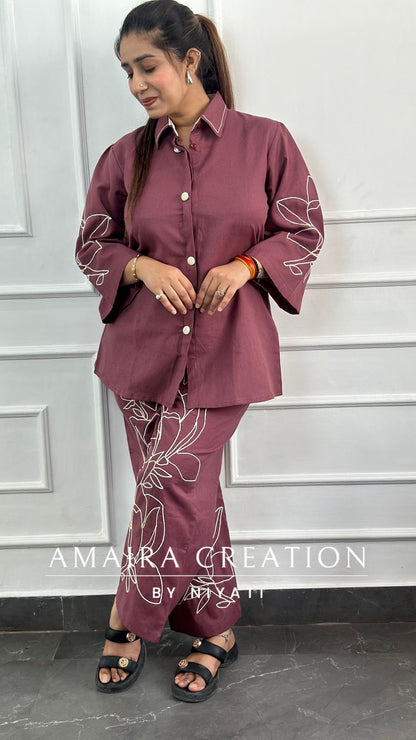 Cotton Thread Embroidered Cord set