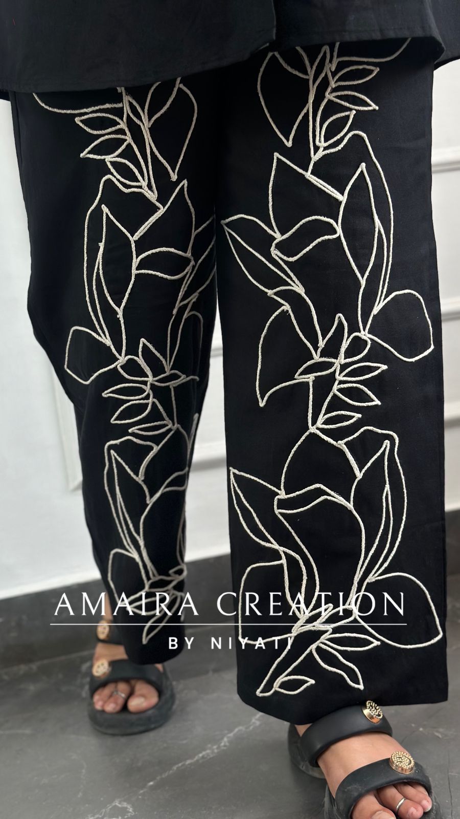 Cotton Thread Embroidered Cord set