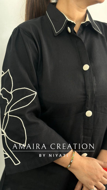 Cotton Thread Embroidered Cord set