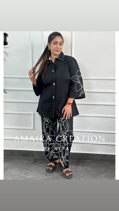 Cotton Thread Embroidered Cord set