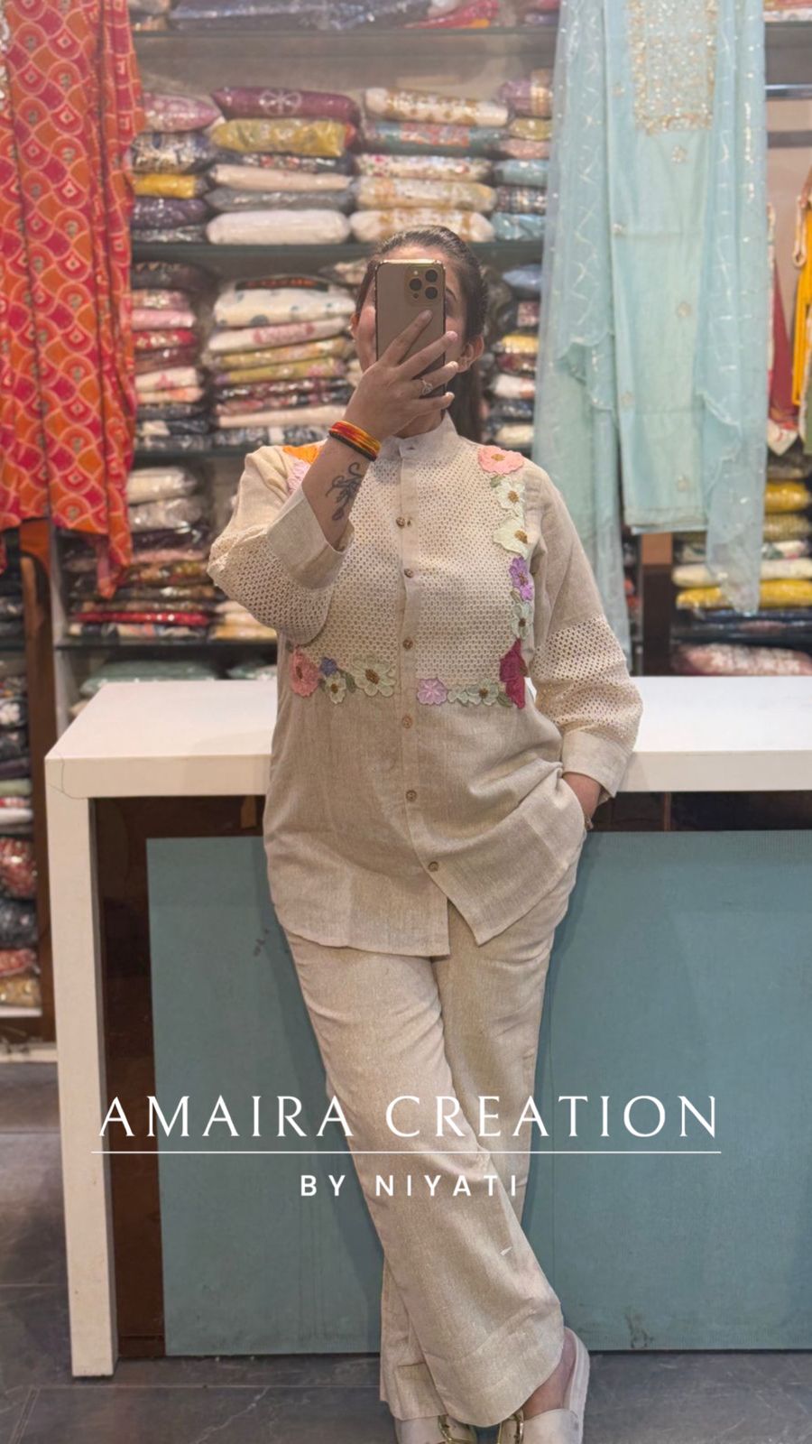 Jute Beige Color Cotton Coord Set