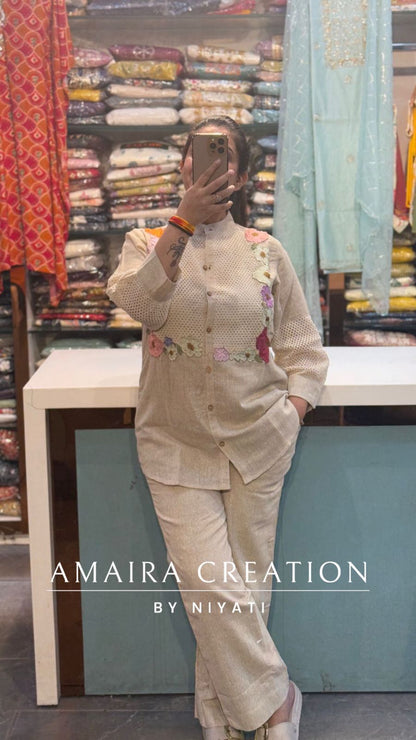 Jute Beige Color Cotton Coord Set